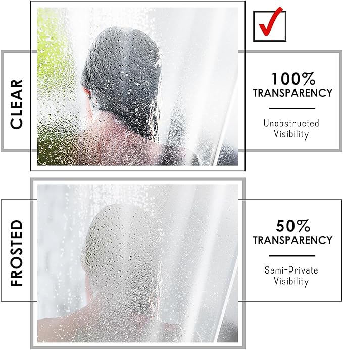 Clara Clark Clear Shower Curtain Liner - 72x72 Lightweight, Waterproof PEVA with 3 Magnets