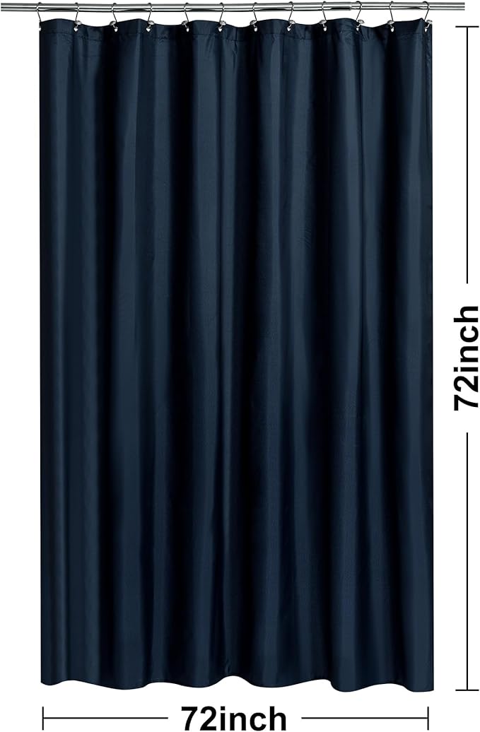 N&Y HOME Fabric Shower Curtain Liner with Weighted Magnets - Navy Blue Shower Curtain for Bathroom with Hotel Quality, Machine Washable, Water Repellent - Navy, 72x72