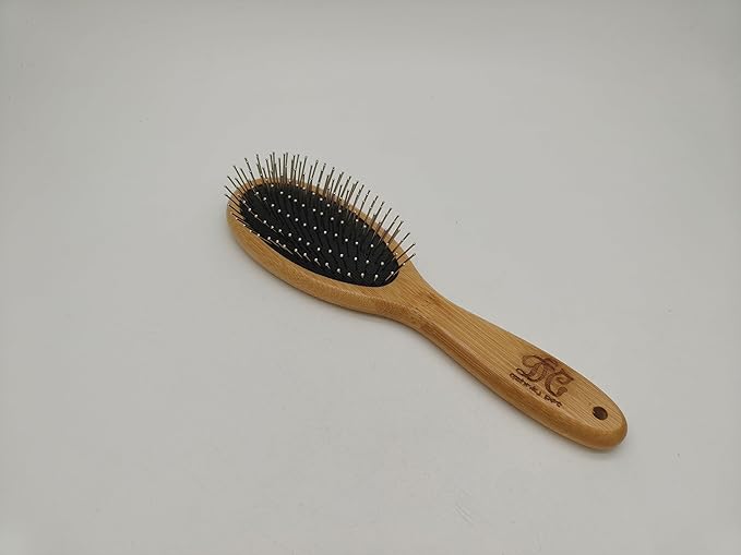 DC QZHMKJ PET Dog Cat Brush, Pet Brushes for Dogs Pet Slicker Brush with Bamboo Handle for Dogs and Cats Long Hair Pets Grooming Comb for Removing Shedding