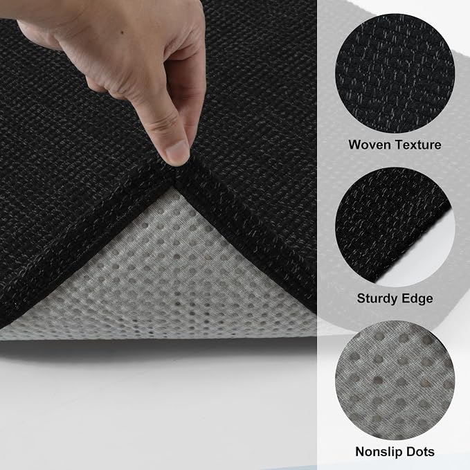 Uphome Kitchen Runner Rug, 2x4'3 Washable Boho Rug Runners for Hallways Non Slip, Low Pile Woven Cotton Modern Carpet Runners, Stain Resistant Bedroom Runner Rug for Hallway Entryway Entrance, Black