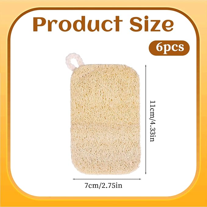 6 PCS Loofah Dish Sponge, Compostable Natural Sponges for Dishes, Natural Loofah Sponge for Kitchen
