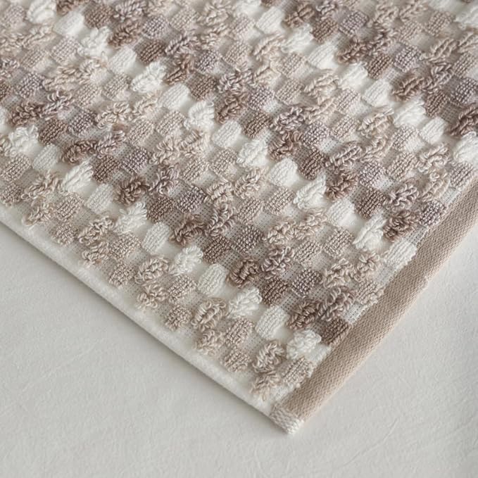 Premium Luxury Waffle Weave Cotton Towel Set - 160g Hand Towel & 650g Oversized Bath Towel (30"x60") - Ultra Absorbent, Quick-Dry, Soft Textured Jacquard (Sandalwood)