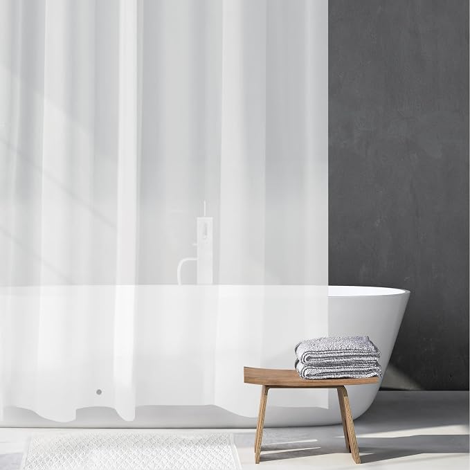iDesign EVA Plastic Shower Curtain Liner, Mold and Mildew Resistant Plastic Shower Curtain for use Alone or With Fabric Curtain, 54 x 78 Inches, Frost | 54" x 78", 12 Metal Grommets