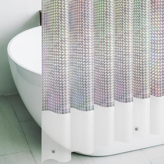 Holographic 3D EVA Shower Curtain Liner Cube, 72x72 Premium Clear Plastic Bathroom Shower Curtain with Rustproof Metal Grommets for Shower Stall, Bathtubs