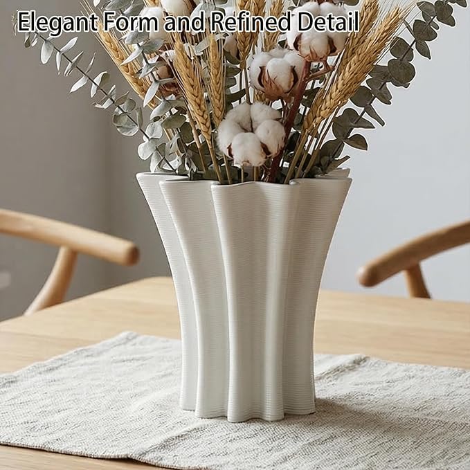 Contemporary White Ceramic Vase, Abstract Irregular Shape Sculptural Accent for Home Decor, Modern Artistic Centerpiece for Coffee Table or Bookshelf