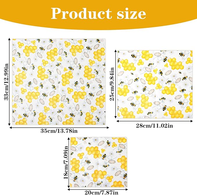 KFHESOMR 3 Pack Beeswax Wraps for Food, Reusable Food Wraps, Beeswax Wraps | Reusable Beeswax Wraps Roll , Organic Sustainable Beeswax Food Wraps, Cut-to-Size, for Bread, Sandwich, Cheese, Fruit, Snack