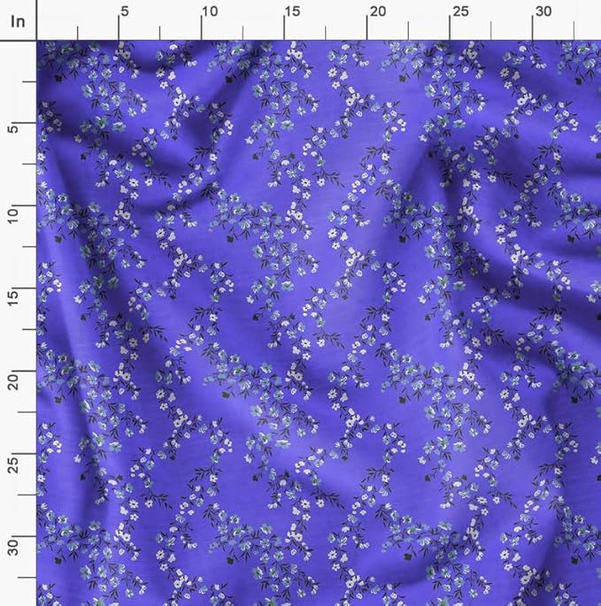 Soimoi Luxurious 58" Wide Blue - Floral Printed, Cotton Jersey Fabric - Perfect Material for Clothing, Home Decor, Craft Projects, 1 Yard