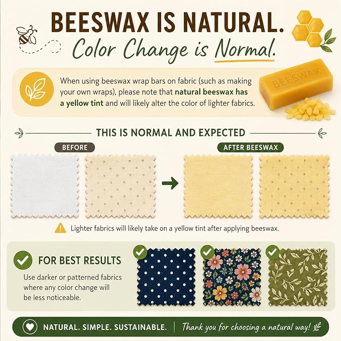 Beeswax Wraps for Food - Crafting Bar – Ready-to-Use Blend with Beeswax, Pine Rosin & Jojoba Oil – DIY Wrap Making Block for Reusable, Eco-Friendly Food Storage Refresher Bar ((1) Block)
