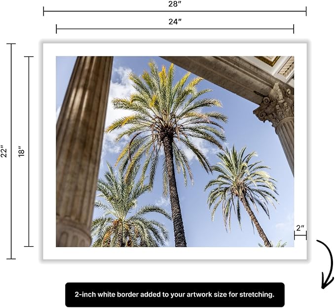 Monem Art Palermo Palm Trees Sicily Print - Tropical European Architecture Poster - Wall Decor for Living Room, Bedroom or Office - 18x24 ROLLED CANVAS Wall Art by Mareike Bohmer