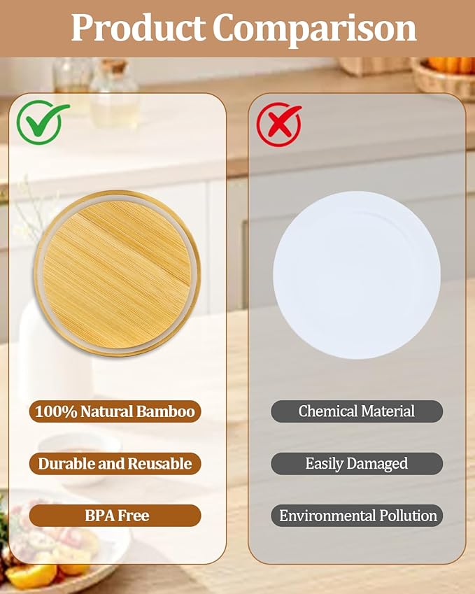 Replacement Wooden Lids for Pyrex, Anchor Hocking Glass Containers, Bamboo Lids for Pyrex Glass Bowls, Bowl Covers with Leakproof Silicone Gasket 1CUP*2+2CUP*3+4CUP*2+7CUP*2