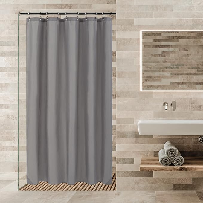 ALYVIA SPRING Stall Fabric Shower Curtain Liner Waterproof - 54" x 72", Soft & Lightweight Stall Size Shower Curtain with Magnets, Machine Washable - 54x72, Grey