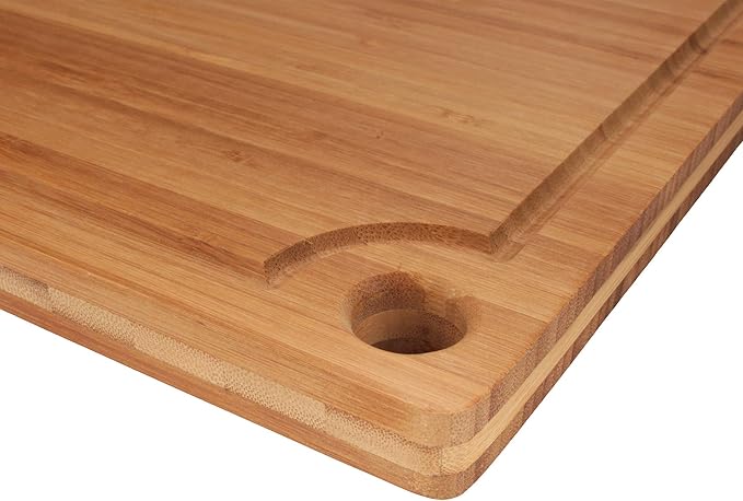 BambooMN Brand - Heavy Duty Premium Bamboo Cutting Board - 17.25"x11.75"x0.75" - Grooved - 10 Pieces