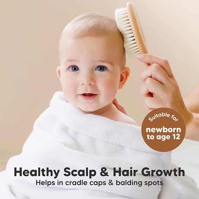 KeaBabies Baby Hooded Towel and Baby Hair Brush - Soft Bath Towels with Hood for Kids and Infant, Wooden Hairbrush with Soft Goat Bristles for Cradle Caps