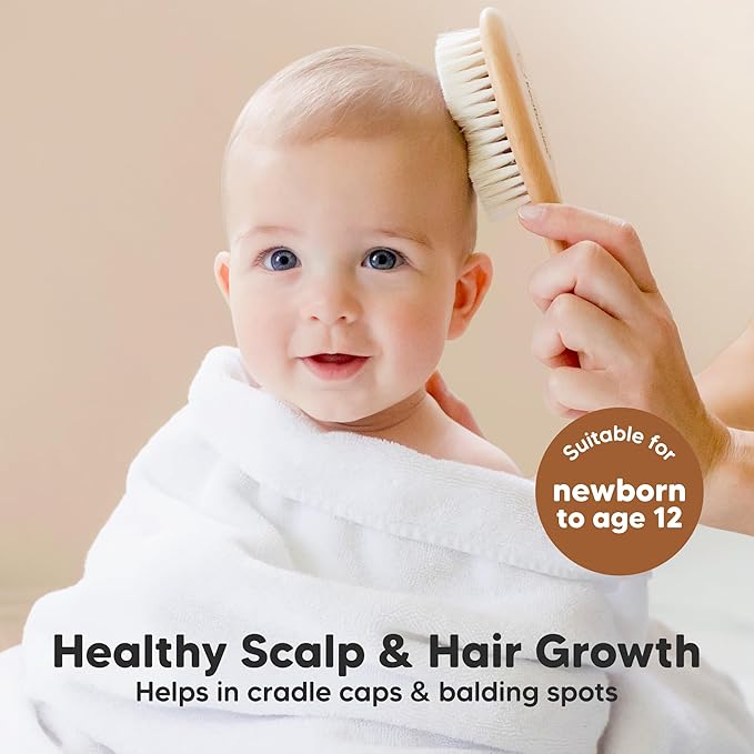 KeaBabies Baby Hooded Towel and Baby Hair Brush - Soft Bath Towels with Hood for Kids and Infant, Wooden Hairbrush with Soft Goat Bristles for Cradle Caps