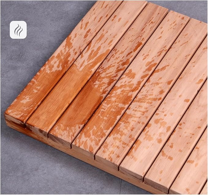 QWEASDF Natural Wooden Bath Mat,Duck Board,Wooden Shower Mat,Waterproof Non Slip Solid,Bathroom Bamboo Bath Mat,Use for Kitchen Bedroom Bathtub Toilet Doormat Pet Mat(90x100cm/36x39in)