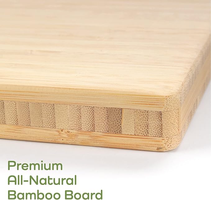 BambooMN Bamboo Paddle Cutting and Serving Board, Charcuterie Boards for Meat, Vegetables, Fruits, Bread, Kitchen Cutting Board with Handle - 15" x 8" x 0.75" - 10 Pieces