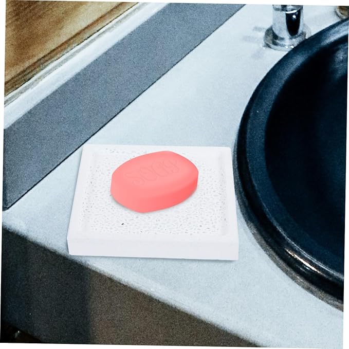 Unomor Water Absorbent Diatomite Soap Dish Holder Quick Drying Soap Tray for Bathroom Kitchen Natural Earth Modern Design -Skid Easy to Clean