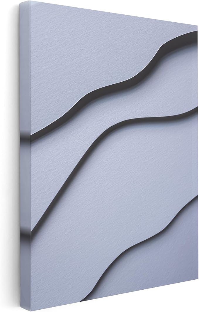 Monem Art Minimalist White Paper Waves Print - Abstract Scandinavian Texture Poster - Wall Decor for Living Room, Bedroom or Office - 16x20 STRETCHED CANVAS Wall Art by Mareike Bohmer