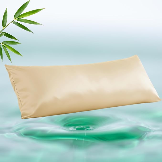 Body Cooling Pillow Case,Viscose Derived from Bamboo Long Pillow Protectors, 400 TC Soft Silky Breathable Summer Body Pillowcases with Zipper Hidden (Body Beige)