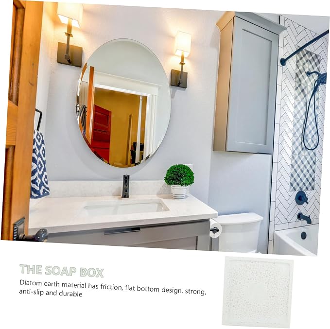 CALLARON Diatomite Soap Dish Bathroom Soap Holder Water-Absorbent Quick-Dry Diatomaceous Material for Shower and Kitchen Use