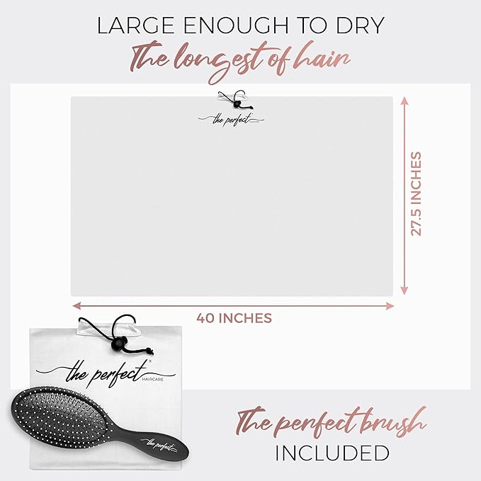 Microfiber Hair Towel Wrap with Wet & Dry Detangling Brush – Fast Drying Anti-Frizz Hair Drying Turban for Curly, Wavy and Straight Hair – Gentle Absorbent Hair Care for Women, Girls and Kids