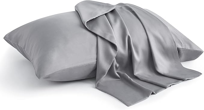 BEDELITE King Size Pillow Cases Set of 2, Rayon Derived from Bamboo, Cooling Pillow Cases for Hot Sleepers & Night Sweats, Breathable and Silky Soft Envelope Pillowcases(Silver Grey, 20"x36")