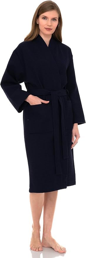 TowelSelections Women's Waffle Bathrobe 100% Cotton Soft Kimono Spa Bath Robe