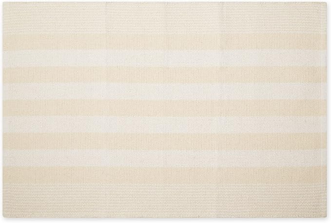 DII Woven Rag Rug Collection Recycled Yarn Cabana Stripe, 2x3', Natural