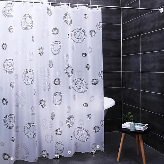 Plastic Shower Liner - Premium EVA 6G Thickened Shower Curtain Liner with Rustproof Grommets and 3 Weighted Magnets, Waterproof Shower Curtain for Bathroom(Black Circle)