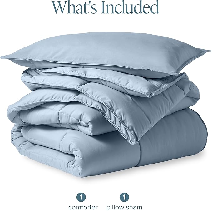 Bare Home Comforter Set - Twin/Twin Extra Long Size - Ultra-Soft - Goose Down Alternative - Premium 1800 Series - All Season Warmth (Twin/Twin XL, Dusty Blue)