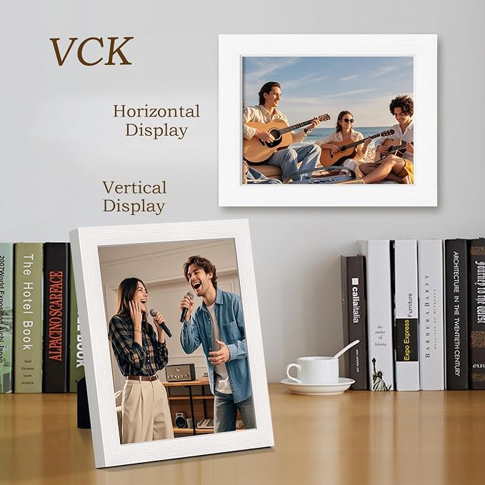 VCK 8.5x11 Picture Frame White - 2 Pack, Gallery-Quality Wood Poster Frames, 1.1-Inch Wide Border, Polished Plexiglass, Vertical or Horizontal Wall & Tabletop Display for Photo/Certificates/Prints