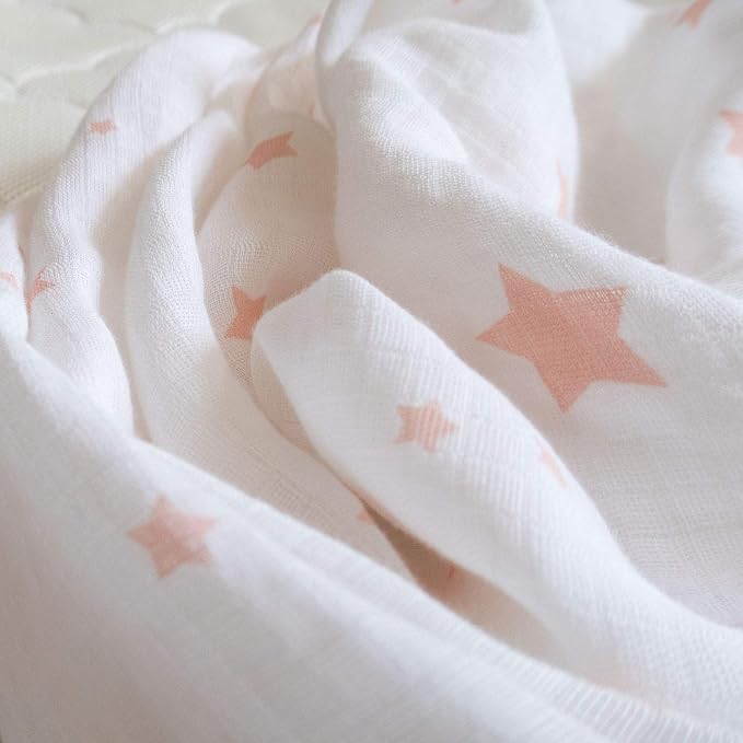 Newton Baby Fitted Crib Sheet (2-Pack) - Ultra Breathable and Soft, Organic Cotton, Fits All Standard Cribs, Stardust Blush Coral & White