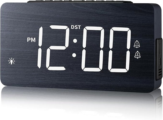 LICHI Wooden Digital Alarm Clock for Bedrooms， Loud Alarm for Heavy Sleepers, Dual Use as Desk/Wall Clock, Adjustable Volume, Dimmer, DST - Wood Decor & Gifts