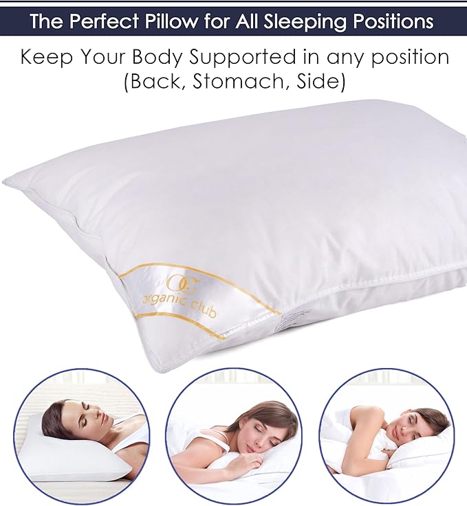 Wool Pillow – 100% Cotton Cover, Breathable & Temperature Regulating Bed Pillow, Natural Sheep Wool Fill, Hypoallergenic Sleeping Pillow (Queen, Ultra Firm, Duck Down)