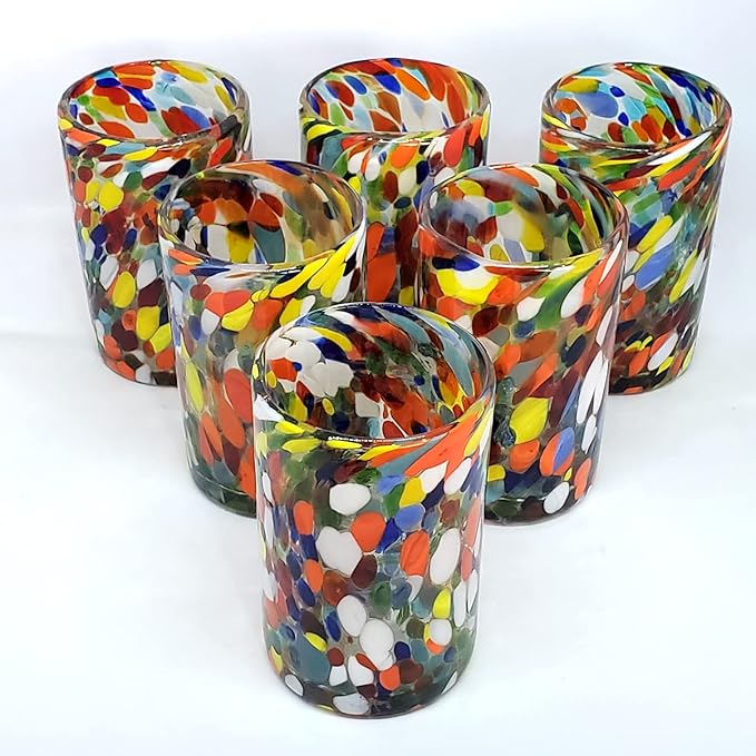 Confetti Carnival 14 oz Drinking Glasses (set of 6), Recycled Glass, Lead-free, Toxin-Free (Drinking)