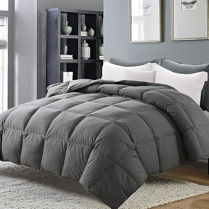 MAPLE DOWN Soft Super King Size Comforter Duvet Insert-Down Alternative Comforter Quilted with Corner Tabs-Lightweight Fluffy Breathable Machine Washable (Gray, 120“x120“)
