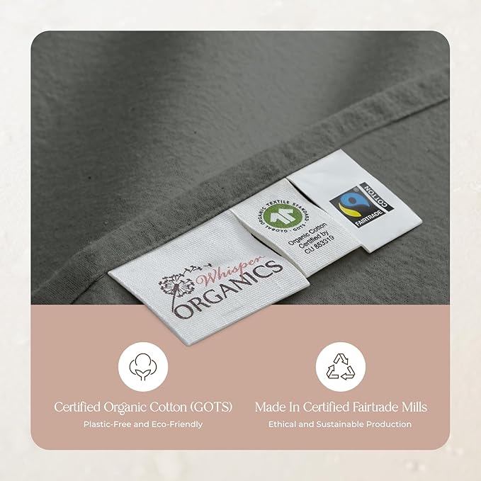 100% Organic Flannel Sheets Full Size - GOTS Certified 100% Cotton Flannel Sheets Set with Comfortable Soft Brushed Finish & Deep Pocket - 1 Flat 1 Fitted & 2 Pillowcases (Dark Gray, Full)