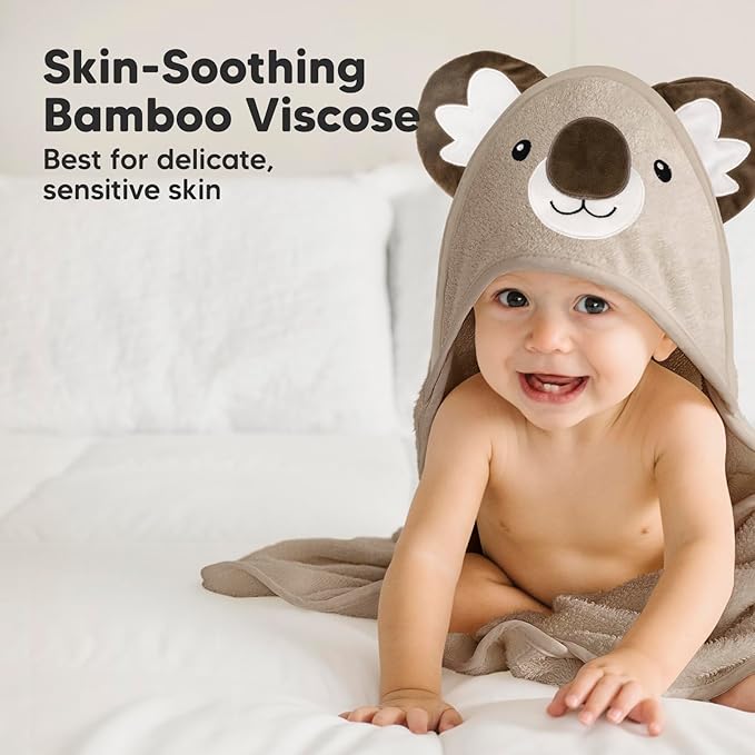 KeaBabies Baby Hooded Towel and Baby Hair Brush and Baby Comb Set - Baby Towel, Toddler Towels, Hooded Towels for Baby - Wooden Baby Brush with Soft Goat Bristle
