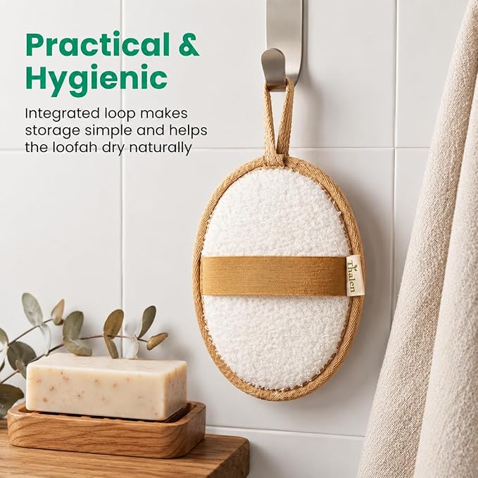 Natural Loofah Exfoliating Body Scrubber | Plastic Free, Non-Toxic, No PFAS, Organic Lufa Sponge | Lufas for Women | Bath Sponge | Zero Waste Egyptian Loofah Pack of 3 - Brown Cedar