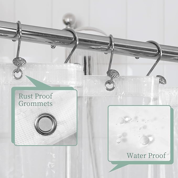 Mrs Awesome Clear Shower Curtain Liner with 3 Magnets, 69x70 Premium Flexible Sturdy Plastic Shower Curtain for Bathroom Lightweight, Waterproof, Clear