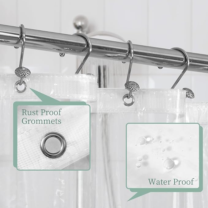 Mrs Awesome Long Clear Shower Curtain Liner with 3 Magnets, 72x80 Premium Flexible Sturdy Plastic Shower Curtain for Bathroom Lightweight, Waterproof, Clear