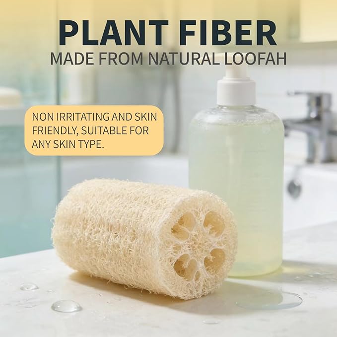 4Pack Natural Organic Loofah Bath Sponge14''-16'' Exfoliating Body Scrubber for Men and Women Shower Scrub