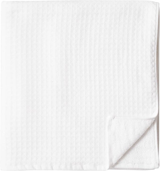 UCHINO Waffle Twist Cotton Weave Bath Towel for Bathroom Lightweight Absorbent Quick Dry Honeycomb Texture Solid Terry Loop Reverse 30" x 60", 1 Bath Towel, White