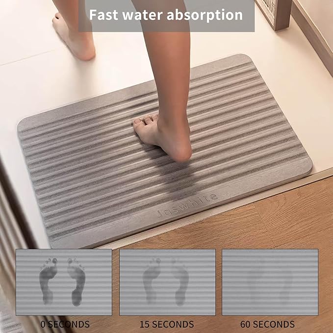 Stone Dish Drying Mat - Large Foldable Marbled Quick Drying Dish Mats, Stone Coasters Set of 4 Collapsible Ultra Absorbent Diatomaceous Earth Mats for Kitchen Counter Bathroom (Grey_Rectangle)