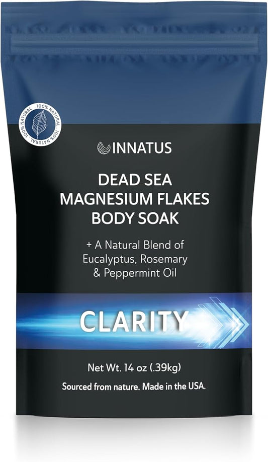 Pure Dead Sea Magnesium Flakes Clarity Soak – Relaxing & Replenishing 14oz Bath Soak – Infused with Infused with Natural Oils for Muscle Recovery & Skin Hydration Eucalyptus