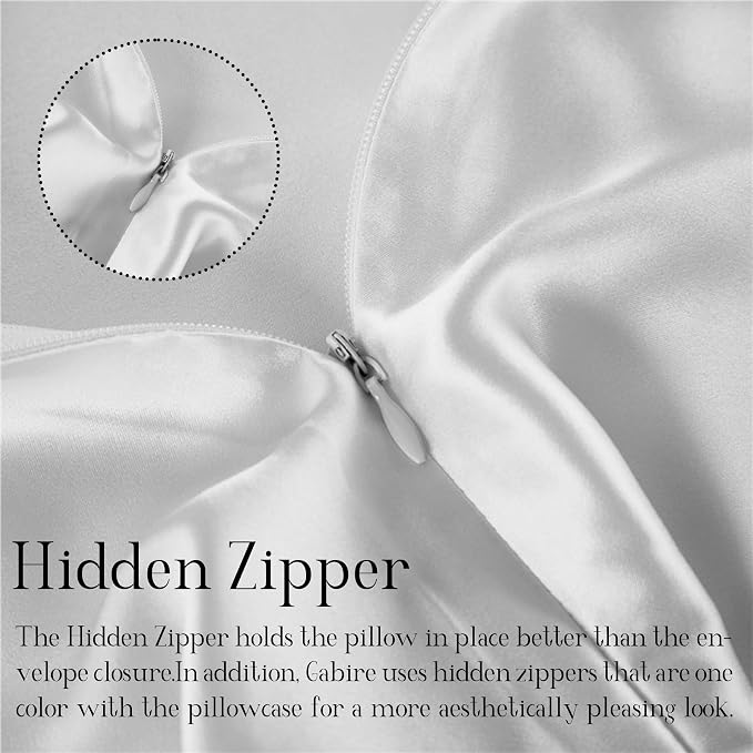 Gabire Mulberry Silk Pillow Cases Set of 2, Both Sides Real Silk Pillow Cases for Hair and Skin Cool Pillowcases Organic Silk Pillowcase 2 Pack with Hidden Zipper, White, King (20"×36")