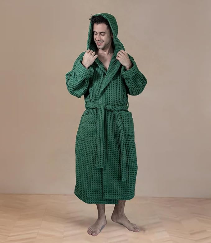 Luxury Organic Japanese Cotton Hotel & Spa Waffle Bathrobe for Men and Women (Hooded/Kimono)
