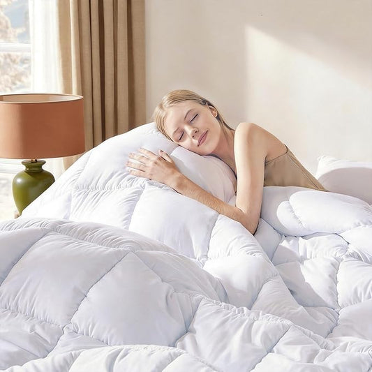 DOWNCOOL Comforters Twin Size, Duvet Insert, White All Season Duvet, Lightweight Quilt, Down Alternative Hotel Comforter with Corner Tabs (White, Twin 64x88 Inches)