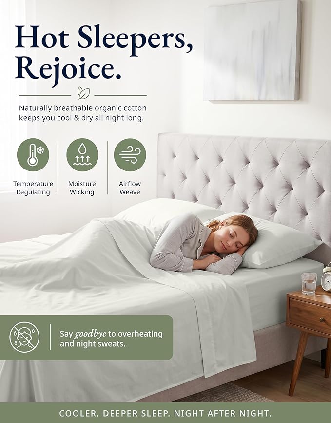 LANE LINEN Twin Size Fitted Sheet, 100% Organic Cotton, 2-Piece Set (1 Fitted Sheet & 1 Pillowcase), Percale Weave, Ultra Soft, Breathable, Fits Mattress Upto 15" Deep - Glacier Grey (No Flat Sheet)