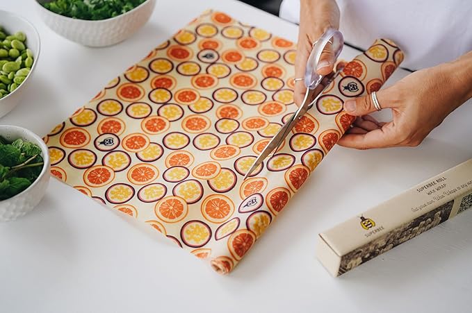 SUPERBEE Beeswax Wrap Roll, Reusable for Food, Wraps Rolls, Reusable Bees Paper for Wrapping Vegetables & Cheese, Bowl Covers and Sandwich Wrapping Paper, Roll XL - Passion